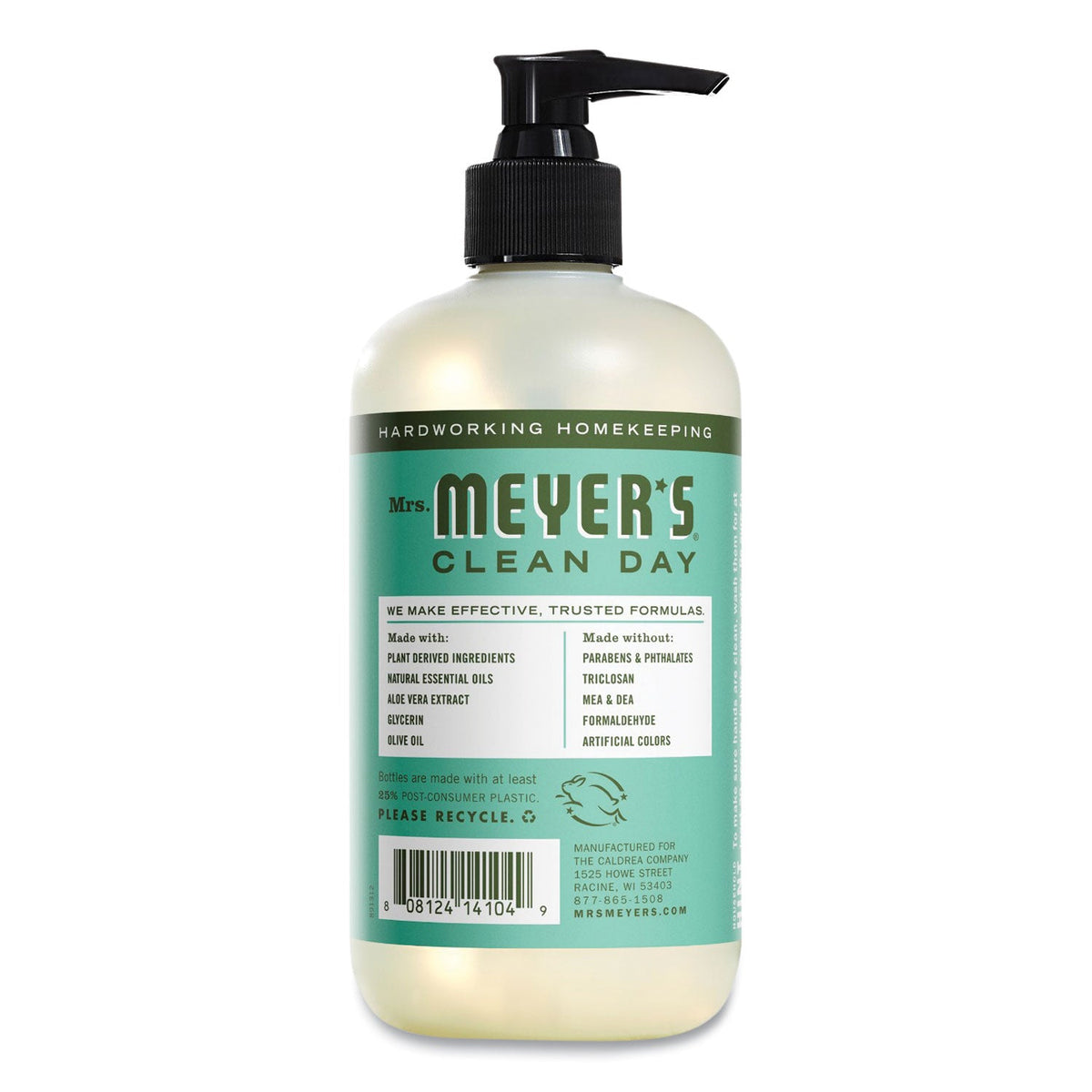 Mrs. Meyer's Clean Day Liquid Hand Soap, Basil, 12.5 oz, 6/Carton