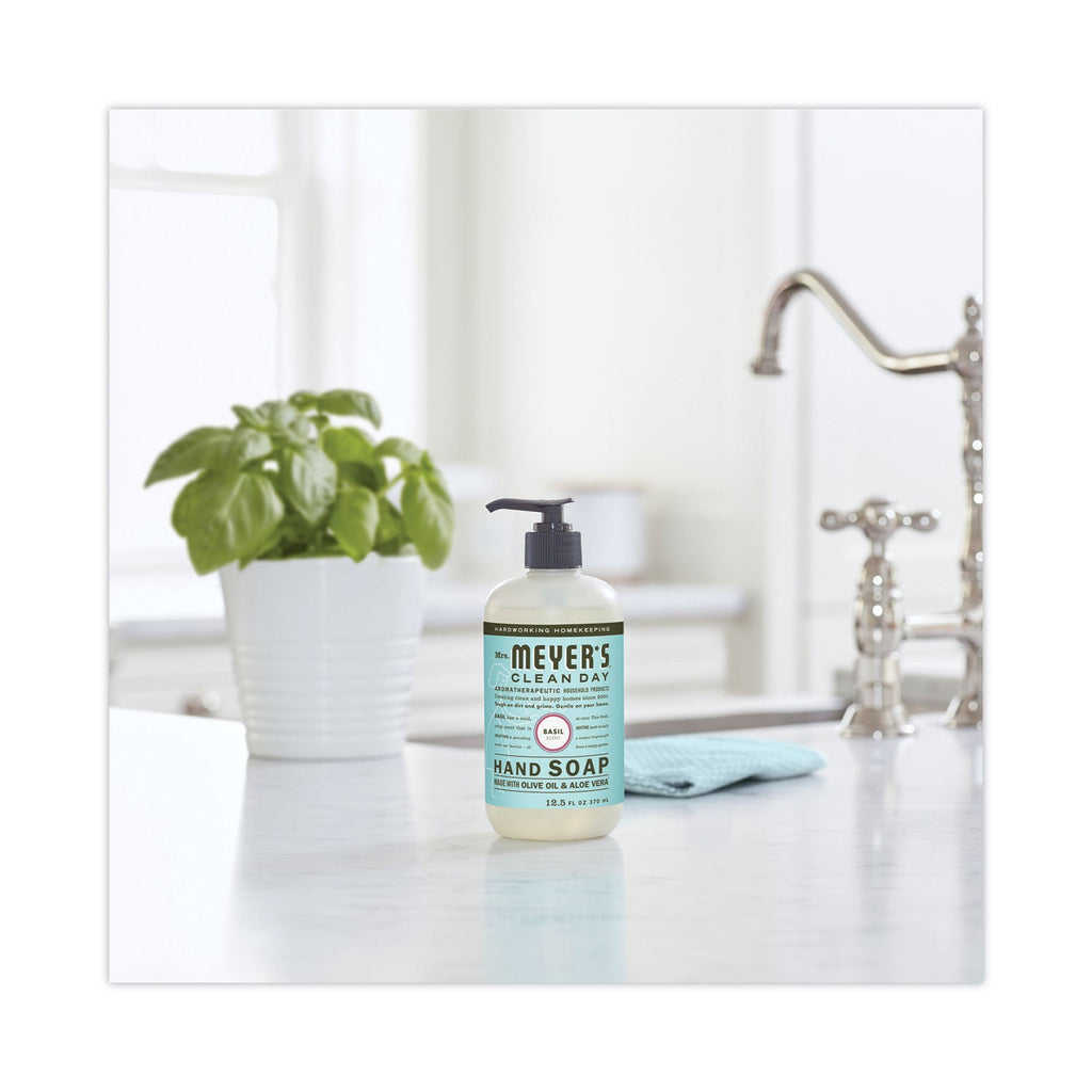 Mrs. Meyer's Clean Day Liquid Hand Soap, Basil, 12.5 oz, 6/Carton